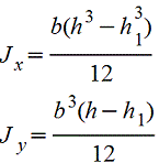 Осевой момент инерции сечения из двух равных прямоугольников